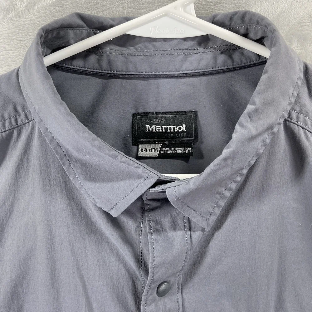 Marmot Shirt Mens XXL Kapalino Performance Snap Button Up Gray Pockets Outdoor